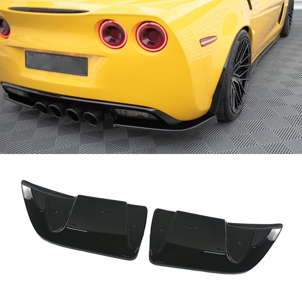 2PCS Rear Bumper Diffuser for Corvette C6 2005-2013 ABS Glossy Black