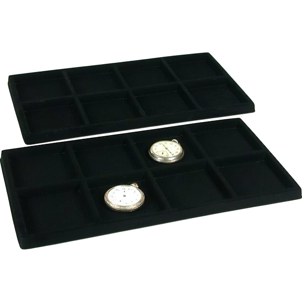 2 Black 8 Compartment Display Tray Inserts