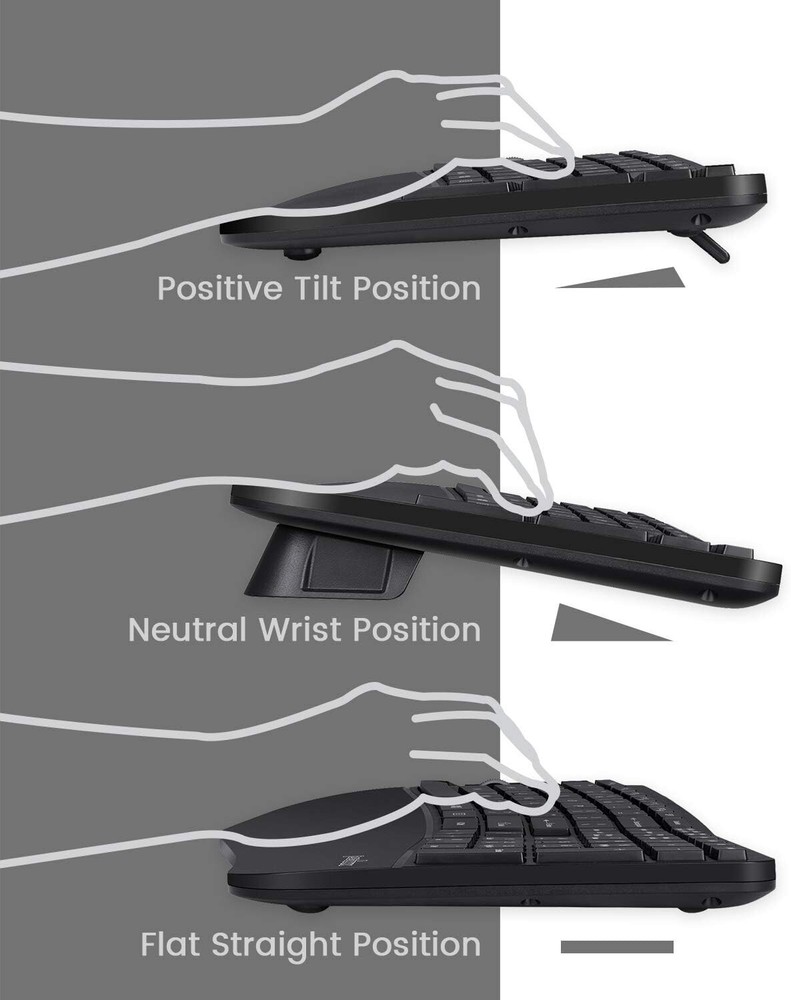 Wireless Ergonomic Keyboard and Mouse Combo with 30ft Range - Ultimate Comfort