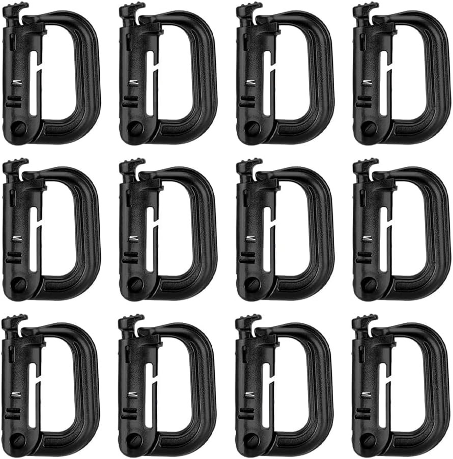 12 Pack Multipurpose D-Ring Grimlock Locking for Molle Webbing Molle Clips Hangi