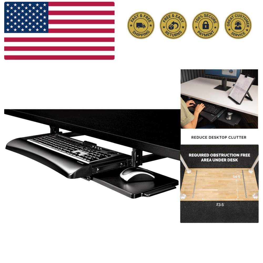 Office Suites Underdesk Keyboard Drawer, Black/Silver