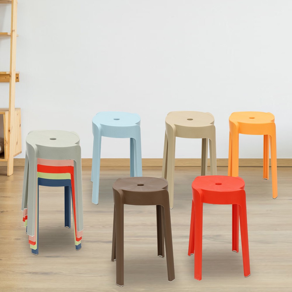 Plastic Stool Counter Kitchen Stools 18'' Set of 4 Backless Stackable Bar Stools