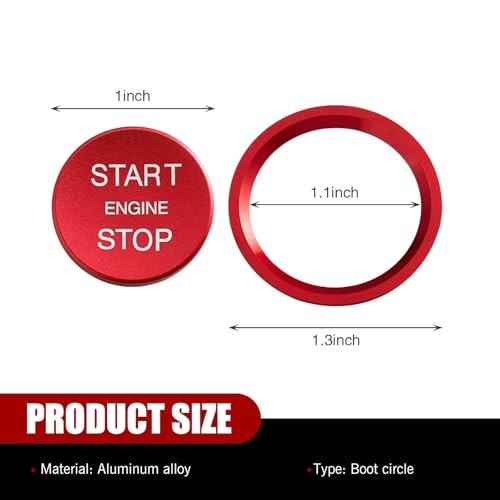 Start Button Cover, Engine One-Button Start-Stop Decorative Parts 2 PCS Red
