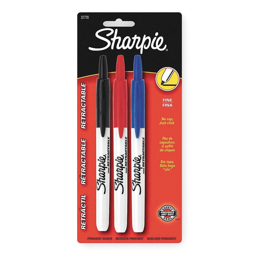 SHARPIE 32726PP Permanent Marker Set,Assorted,PK3 4AZN2