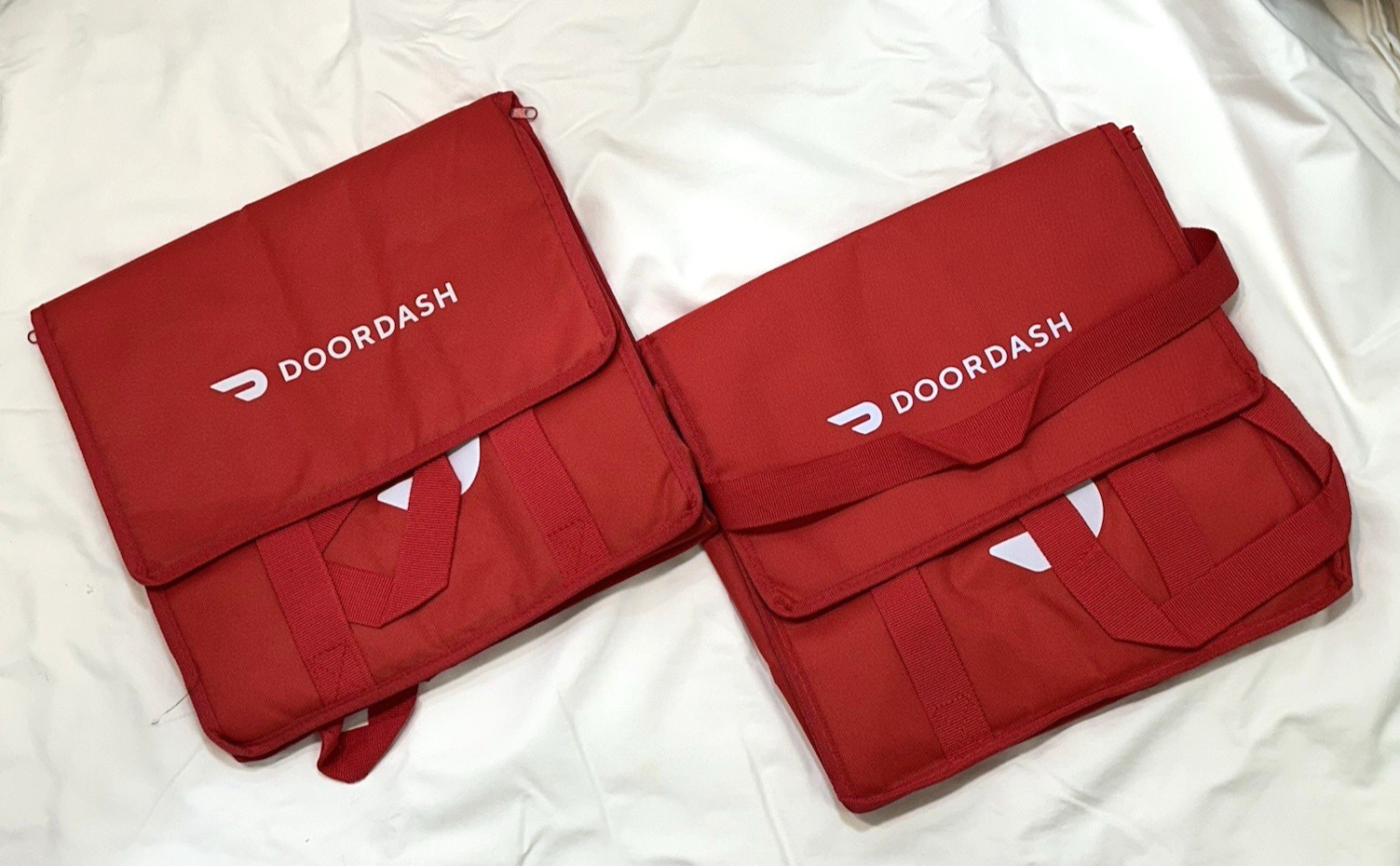 Lot of 2 ~ DOORDASH ~ 14x14x9 ~ HD Thicker Insulated Delivery Bag / Tote ~