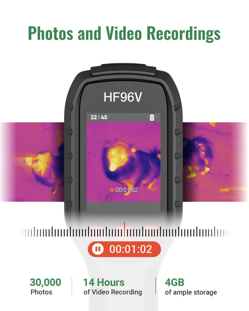 HF96V Thermal Camera with Visual Camera & Laser Pointer, Intelligent Scene Detec