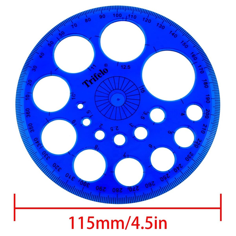 360 Degree Full Round Plastic Protractor Circular Drawing Template Tool