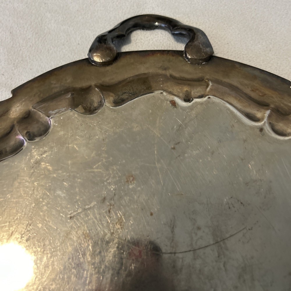 1875 Handled Sheets Rockford S Co Silverplated Serving Tray Ornate Scallop 14.5"
