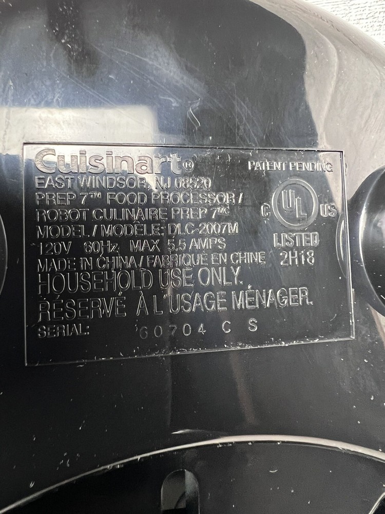 Cuisinart Prep 7 Food Processor Motor Base Only Replacement Working DLC-2007M