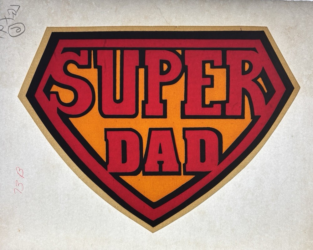 Original Vintage Super Dad Iron On Transfer