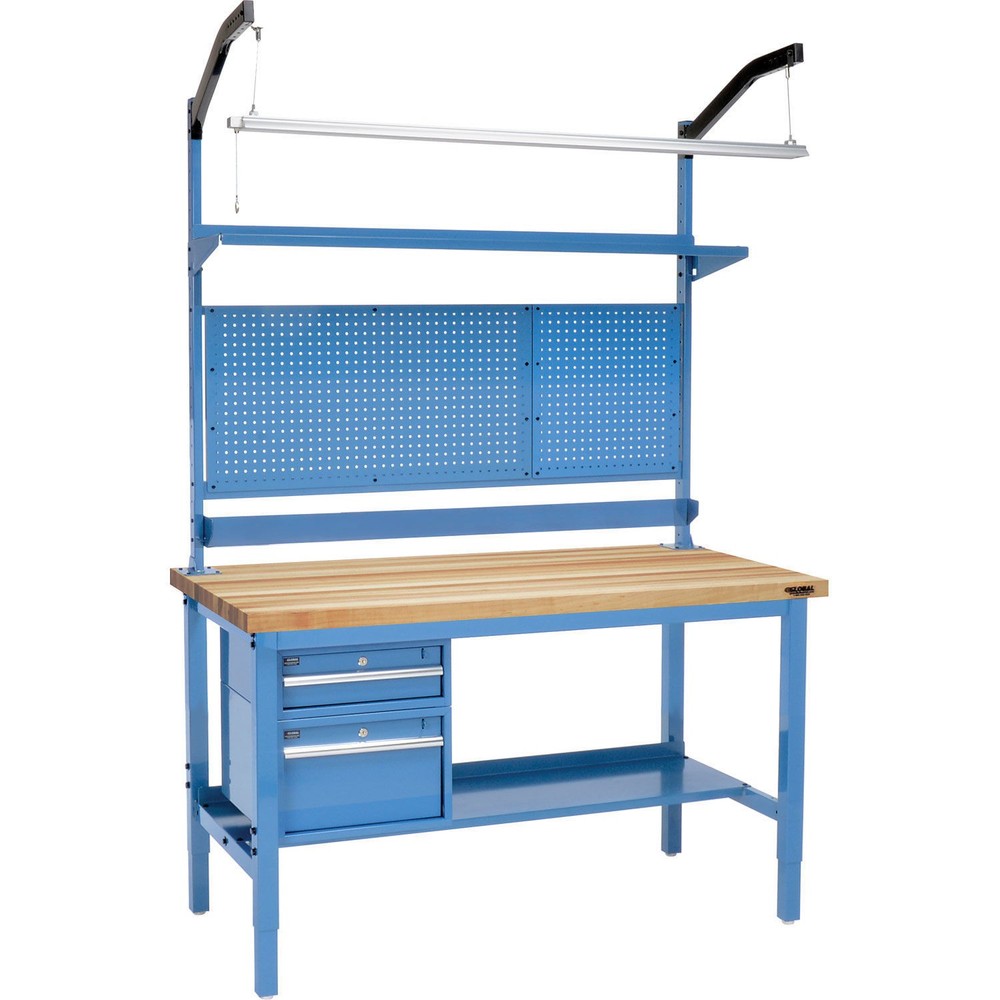 60"W x 30"D Workbench 1-3/4" Thick Birch Top Square Edge Complete Bench Blue