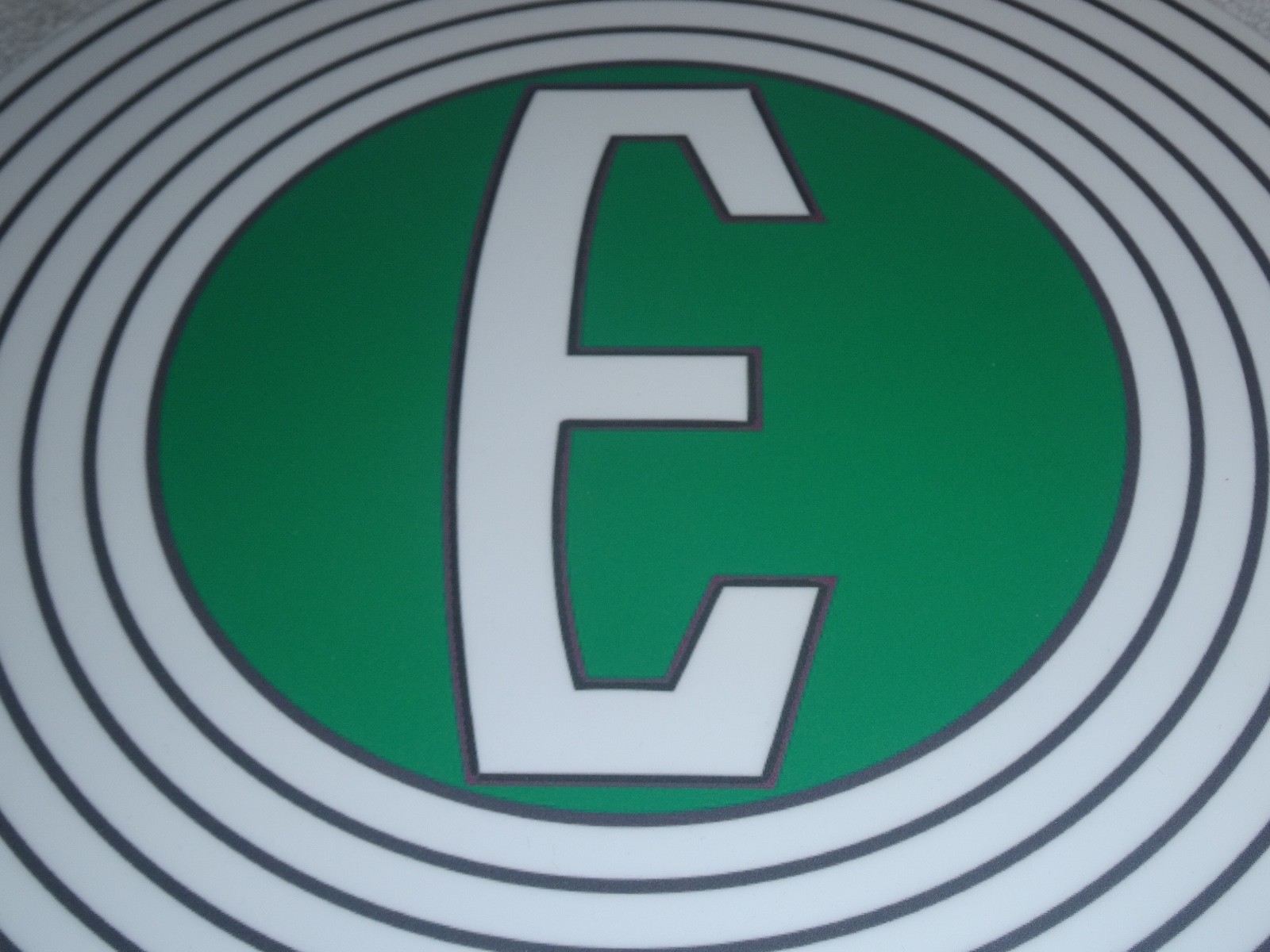 VINTAGE FORD "E" EDSEL 11 3/4" PORCELAIN METAL CAR, TRUCK, GASOLINE & OIL SIGN E