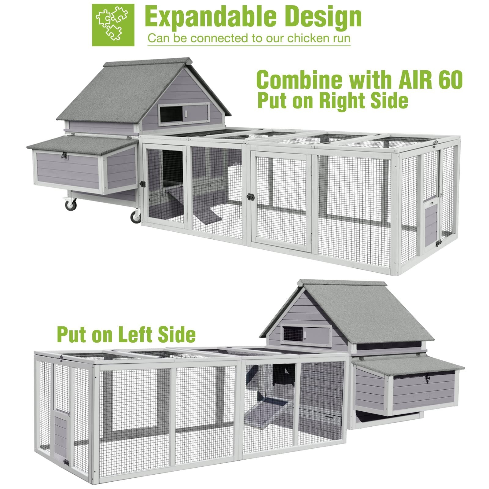 Large Chicken Coop on Wheels Mobile Wooden Weatherproof Hen House