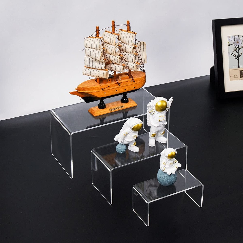 Acrylic Risers for Display Clear 3-Tier Risers Stands Showcase for Amiibo Fun...