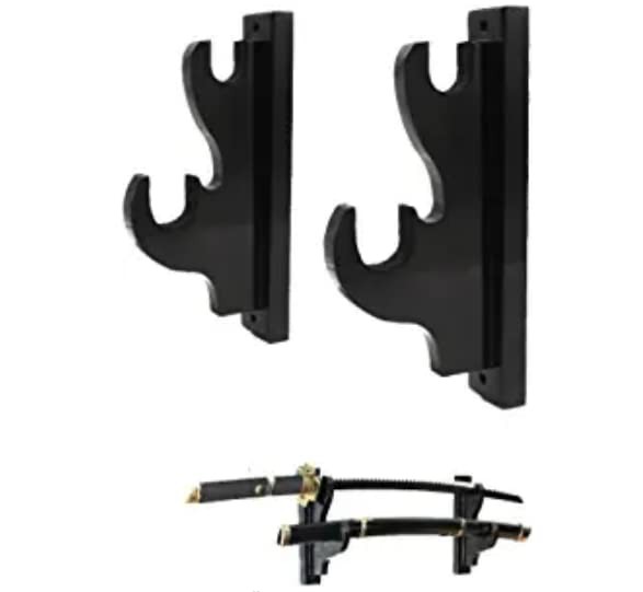 Sword Wall Mount,1-Pair Upscale Hook Sword Stand,Sword Hook,Solid Wood Two-La...