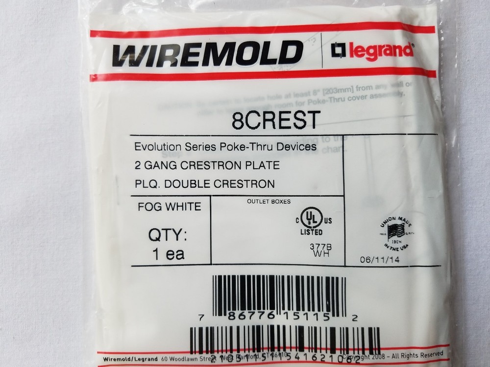 8CREST Wiremold Evolution 8AT Series Crestron Double Gang Plate