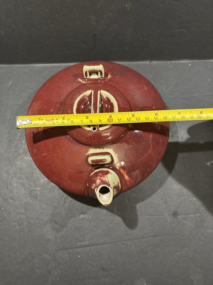 Bombay Red Ceramic Teapot w/ Infuser – 8.5” – Needs Handle – Rustic Glaze