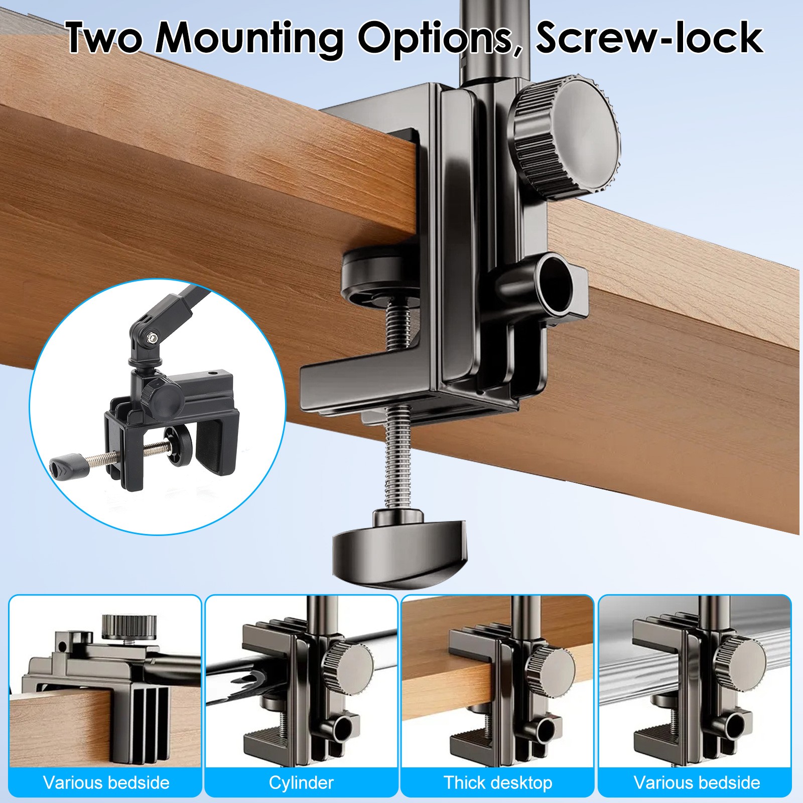 Universal Tablet Mount Desk Holder for 4-12.9" iPad Kindle Fire Surface Monitor