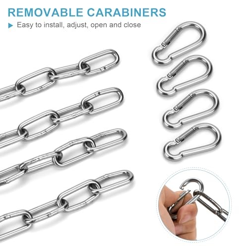 2 Pack Gate Chain Lock for Outdoor Fence with Carabiner, 5/32 x 24 Inch