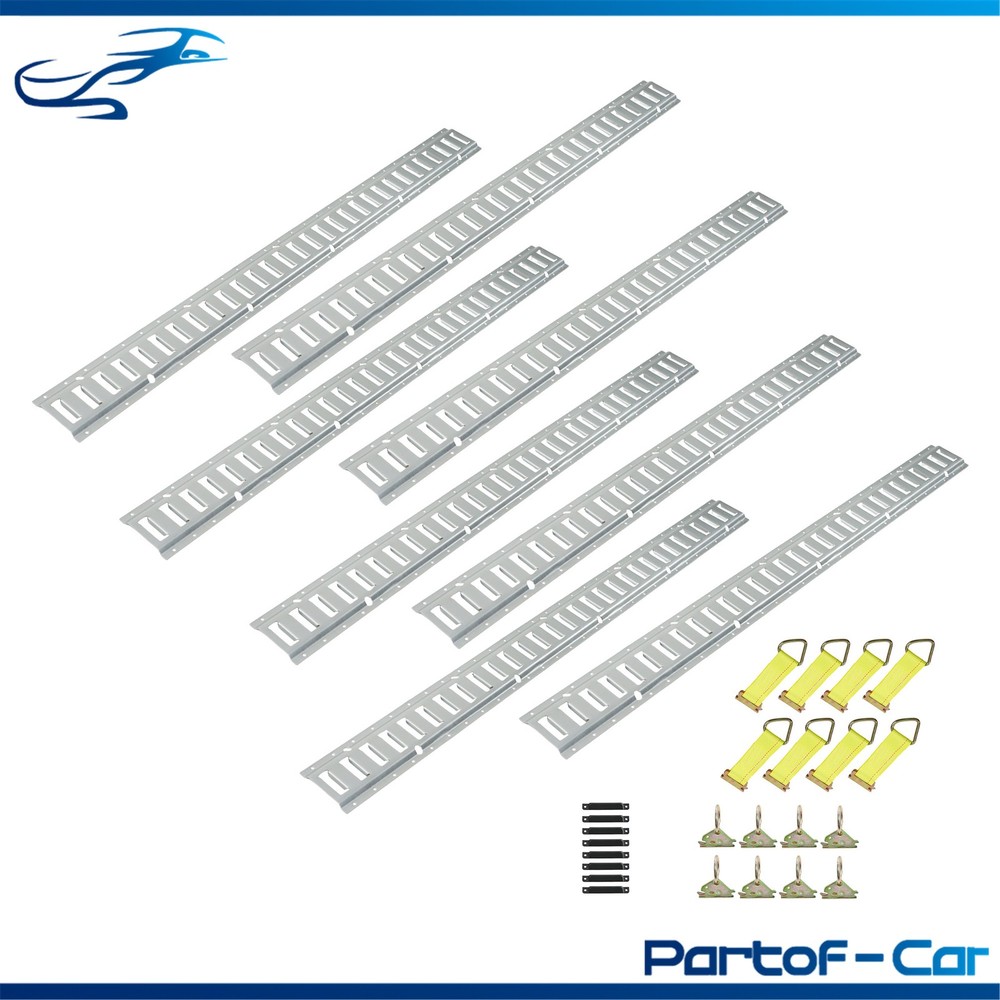 32 Piece E Track Bundle: 5' Silver Galvanized Rails, End Caps, Straps, O Rings