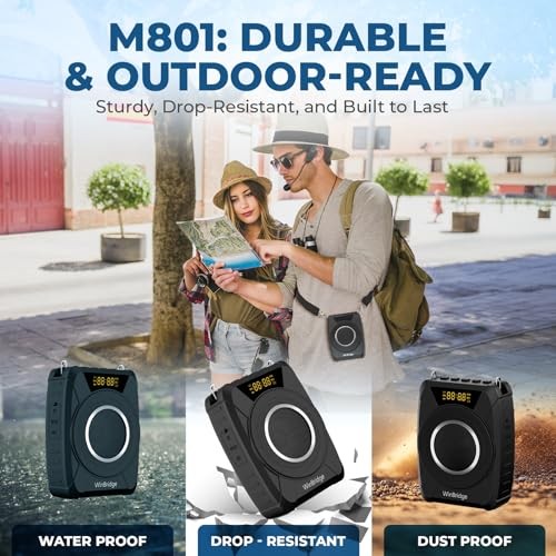 Voice Amplifier Wireless Microphone, 20W Portable PA System with Bluetooth &