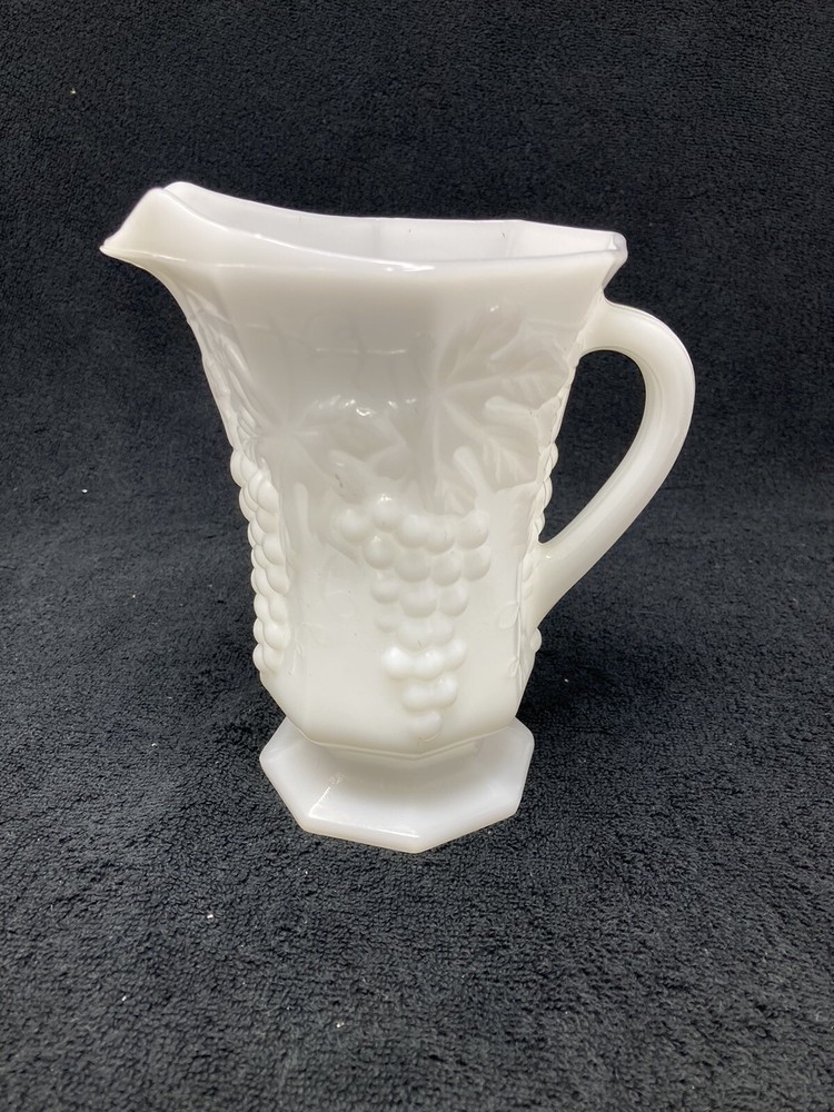 Milk glass grapes pattern pitcher