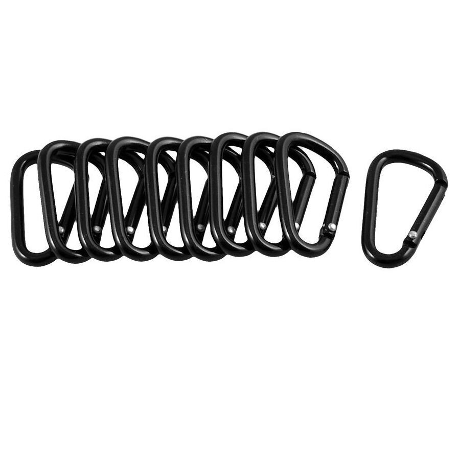 100x Mini Black Carabiners Spring Clip Hook Keychain Key D Ring Hiking Small