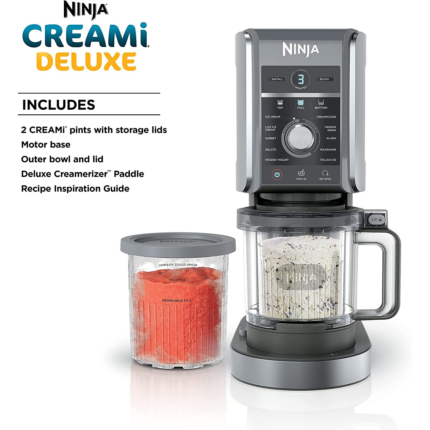 Ninja CREAMi Deluxe 11-in-1 XL Ice Cream Maker w/ Two 24-Oz. Pints - NC501