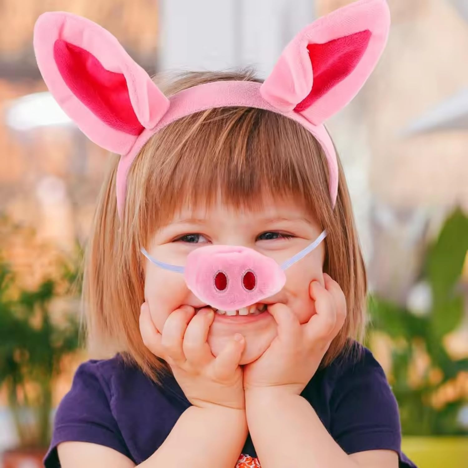 Pig Costume Set Pig Ears Headband Bow Tie Nose and Tail Accessory Kit for Hallow