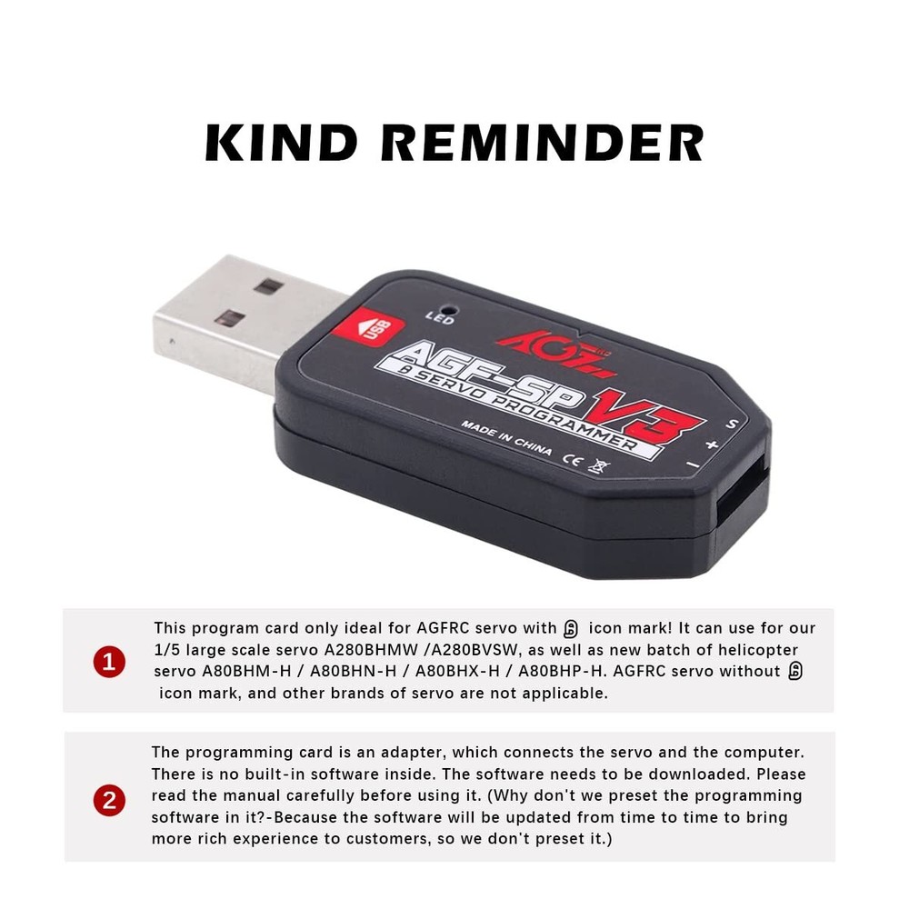 AGFRC USB Servo Programmer Card for AGFRC Servos with Programmable MarkedAGF-...