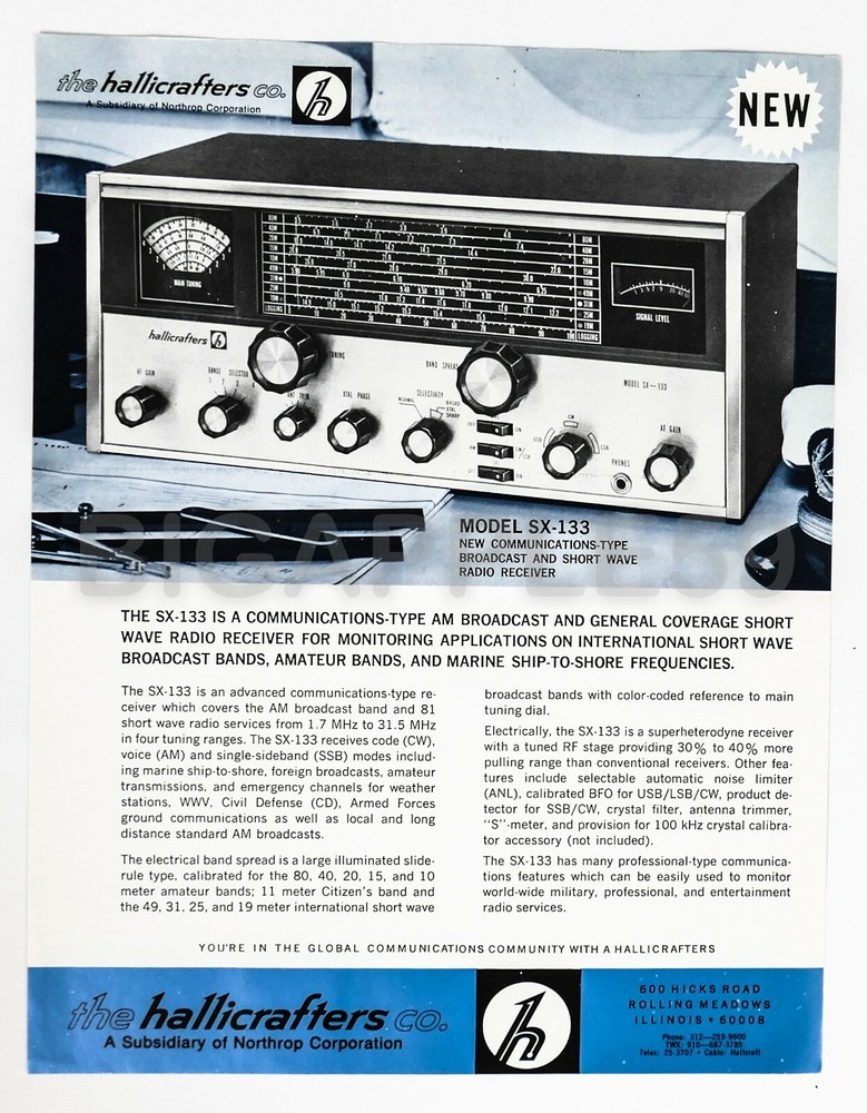Hallicrafters SX-133 Receiver Original Sales Brochure / Flyer  (second version)