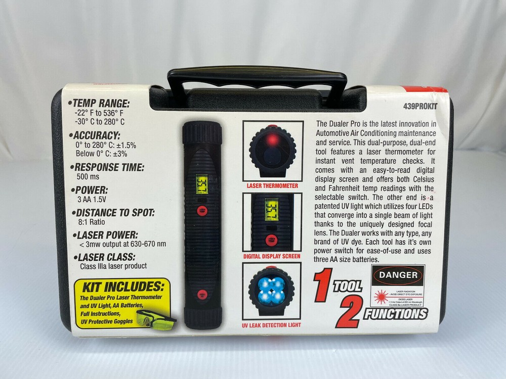 Interdynamics 439PROKIT Dualer Pro Laser Thermometer plus UV Light w/Case!