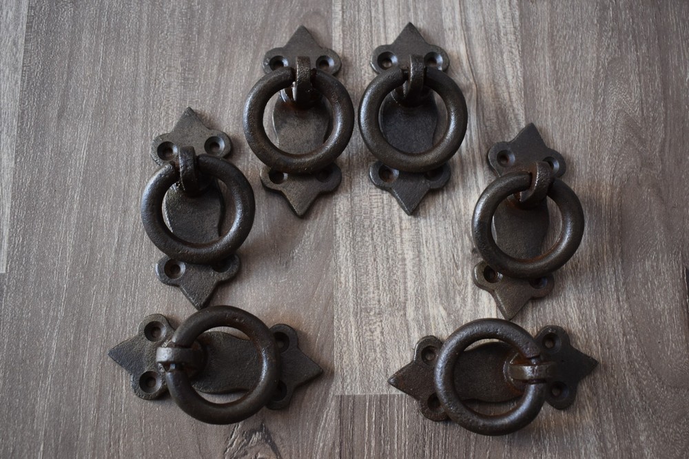VINTAGE Handforged chest door KNOCKER ring Pull drop handle knob 6 pic