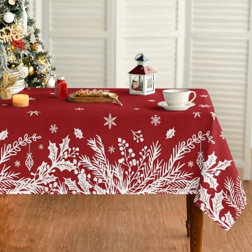 Christmas Tablecloth 60×84 Inch Rectangular, 60" x 84" (Rectangular) Red