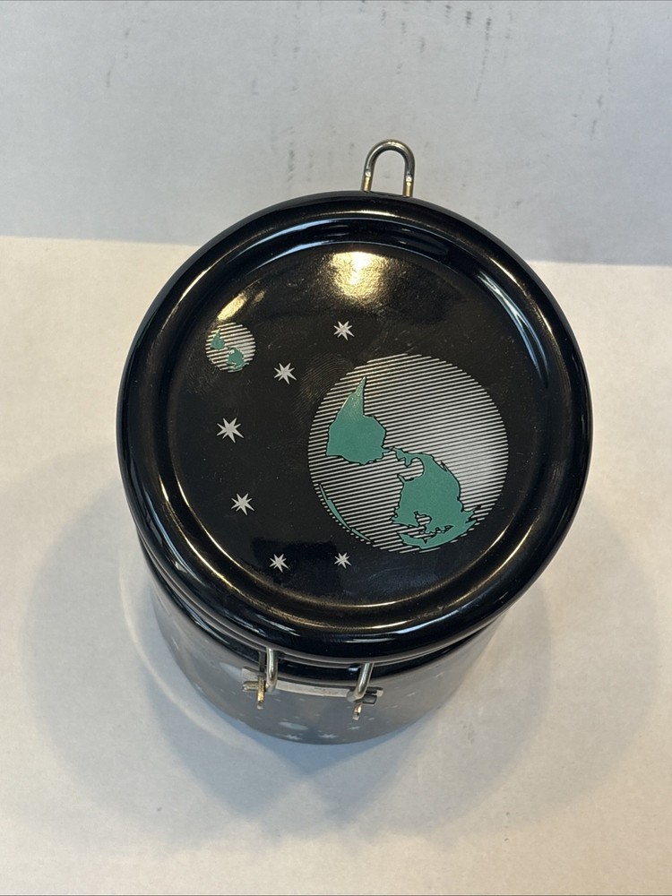 Chaleur Basic 6” Canister Planets Space Orbiting Earth Stars Black Celestial