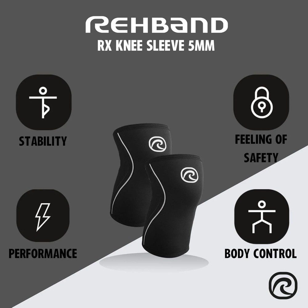 Knee Sleeves Black for Functional Training Powerlifting Weightlifting Large