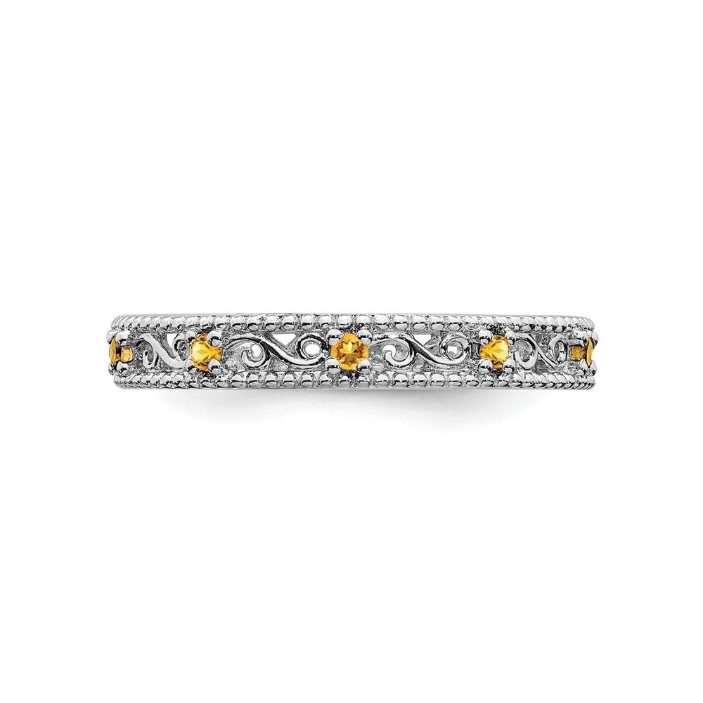 Solid Sterling Silver Stackable Expressions Citrine Ring 9