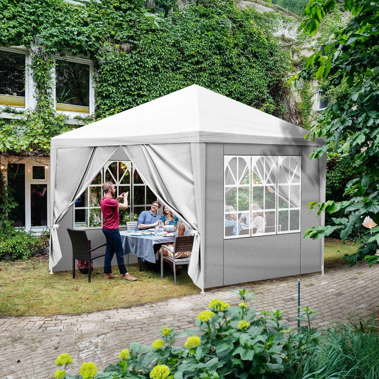 10'x10' Outdoor Canopy Party Wedding Tent Pavilion Gazebo Event 4 Wall White