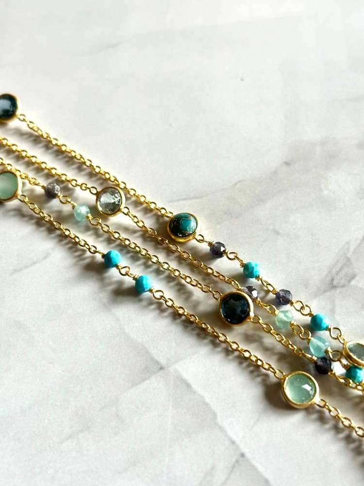 14 Karat Gold Plated Multi Stone Bracelet