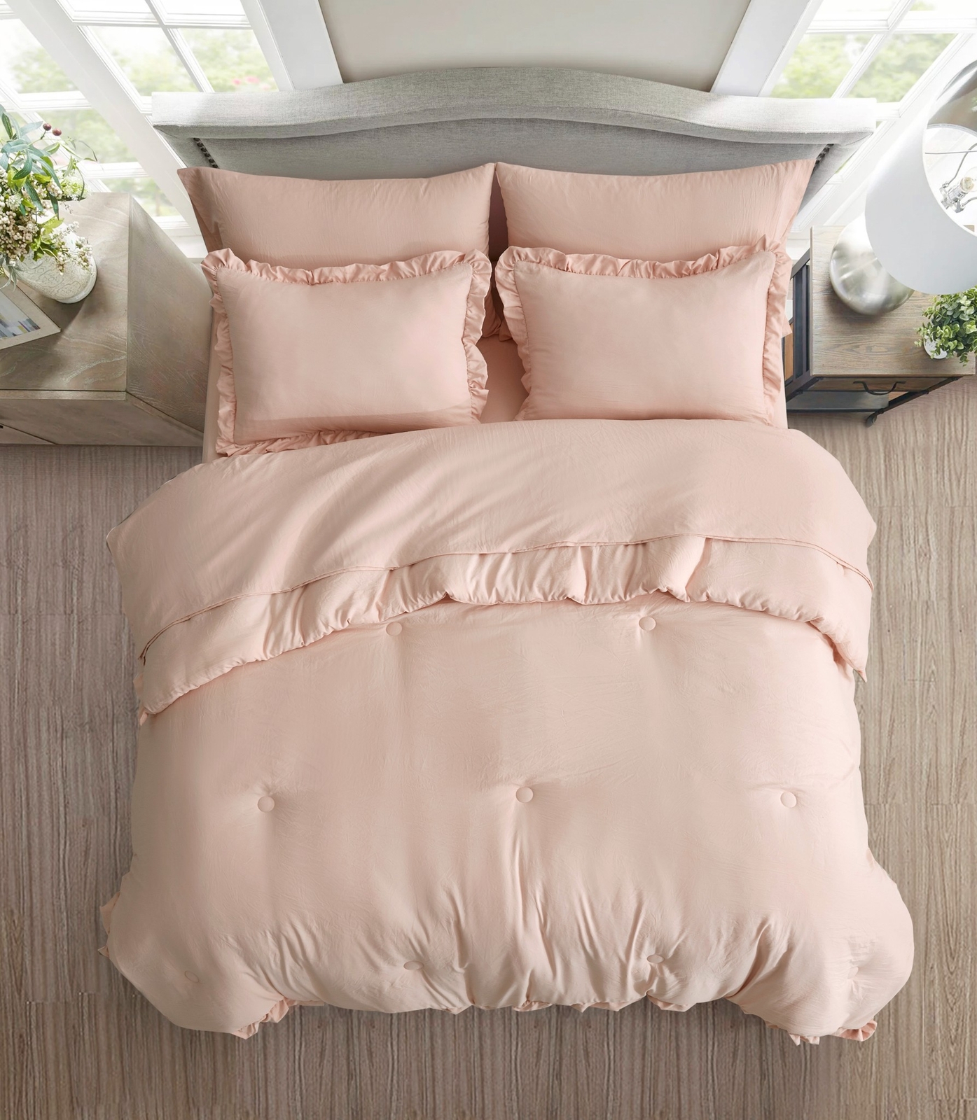Chezmoi Collection Eleanora Bed in a Bag Comforter Set w/ Ruffle Edge Trim