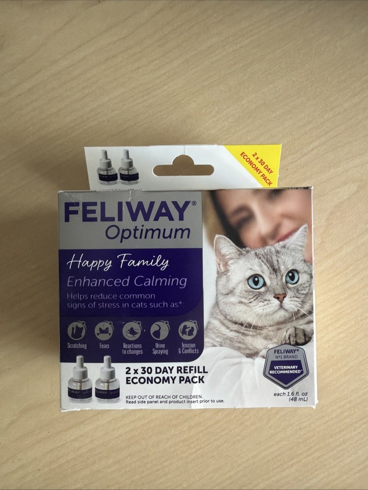2X Feliway Optimum Enhanced Calming Diffuser Refill, 48 mL Each EXP 4/27+