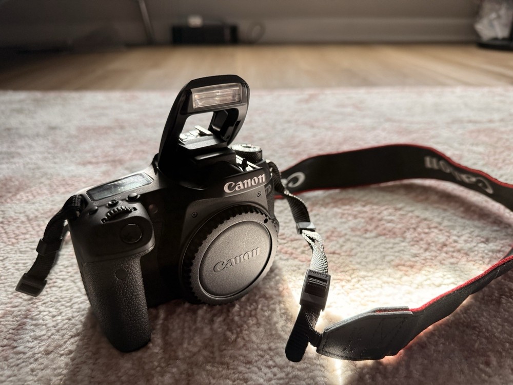 Canon EOS 77D Camera Accessory Bundle with EFS 18-55mm Lens, Strap, Charger