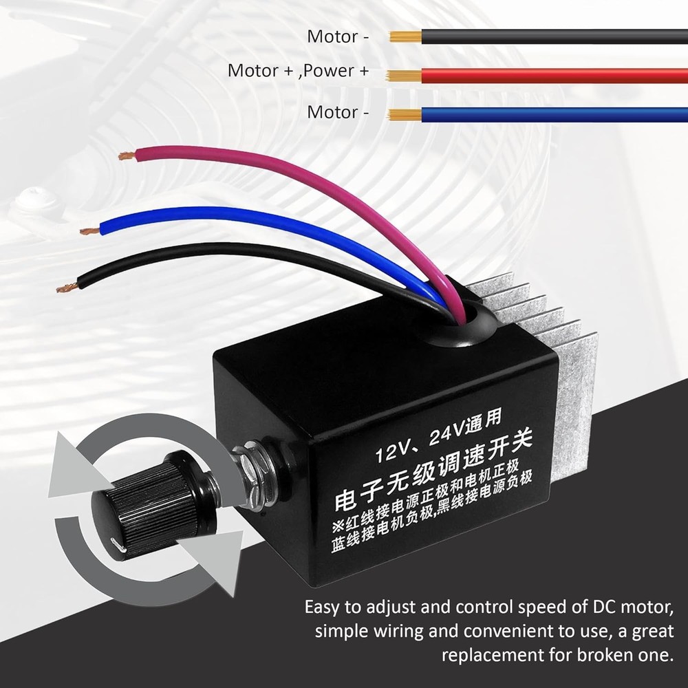 DC Motor Speed Controller Universal DC 12V 24V 10A Electronic Stepless Speed Reg
