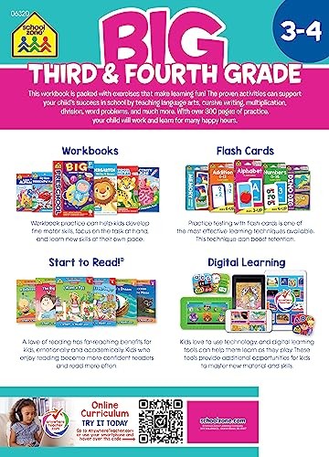 School Zone Big Third & Fourth Grade Workbook: 320 Pages, 3rd Grade, 4th...