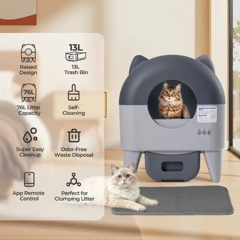 Automatic Cat Litter Box Large Self Cleaning Litter Box for Multi-Cat Compatible