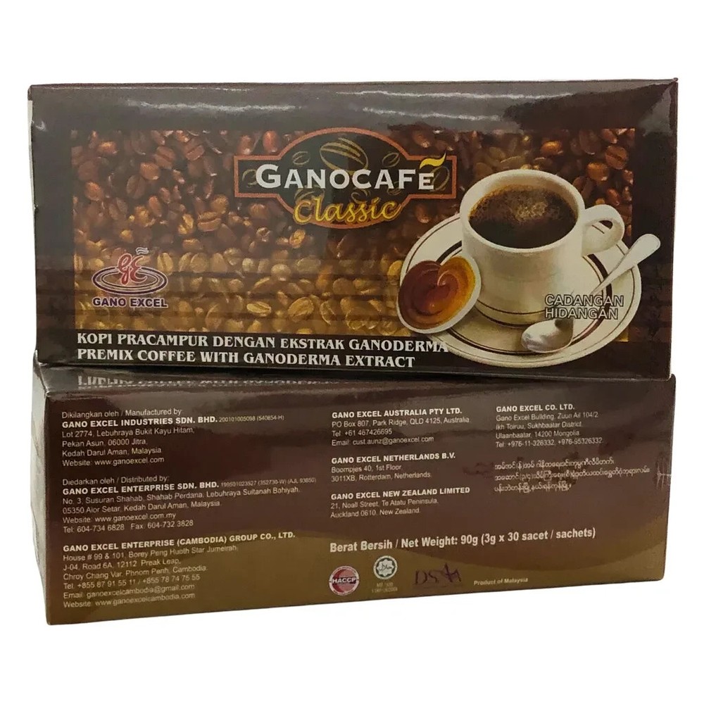 Gano Excel Classic Instant Black Coffee with Ganoderma Lucidum Extract- 30 Count