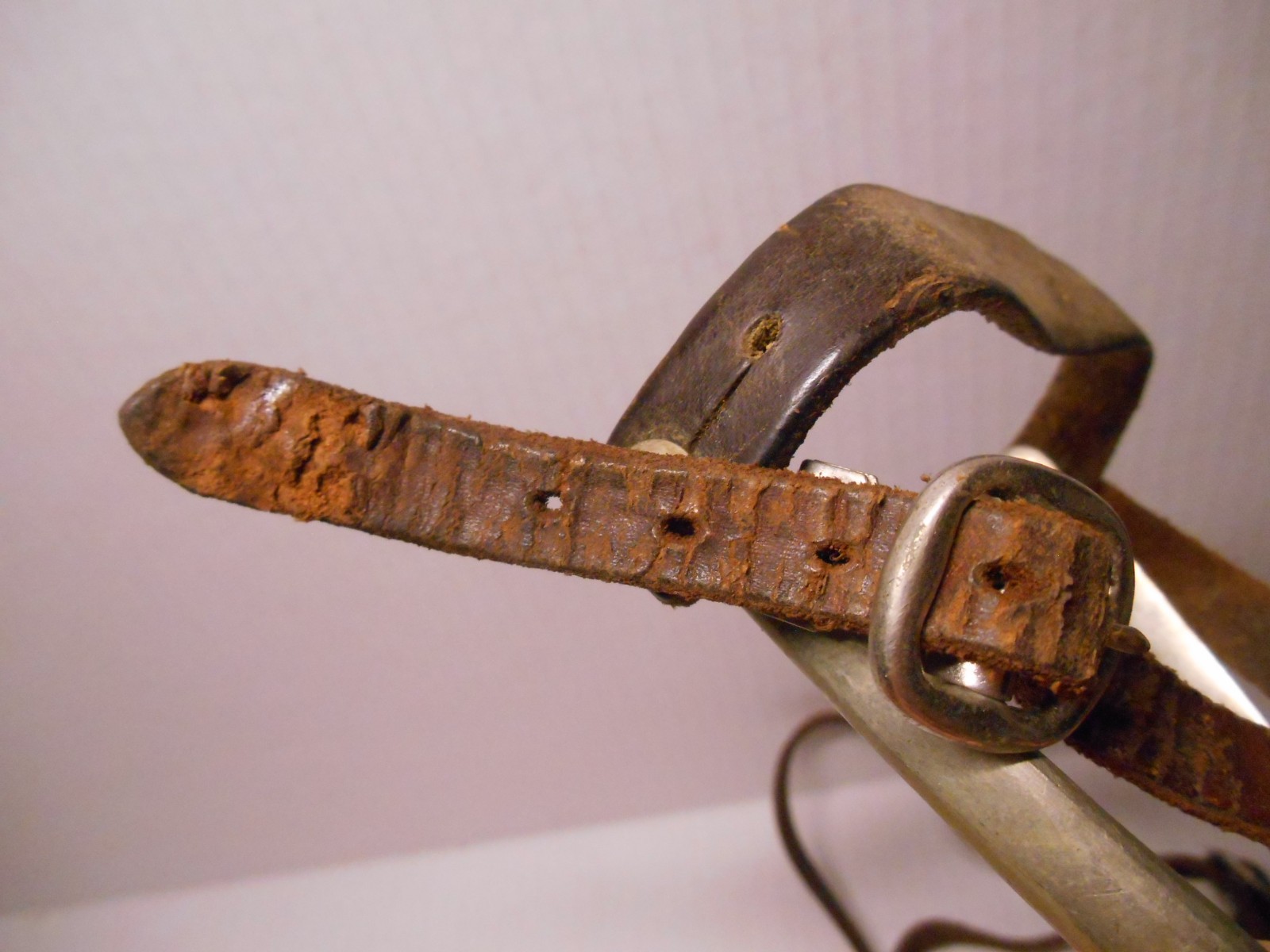 Pair Vintage "Never Rust" Leather Horse Cavalry Spurs England