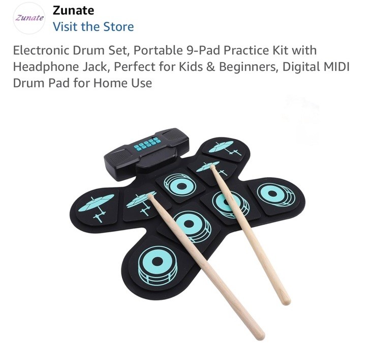 Electronic Drum Set Portable Foldable Built In Dual Stereo Speakers 9 Key Dr CHU