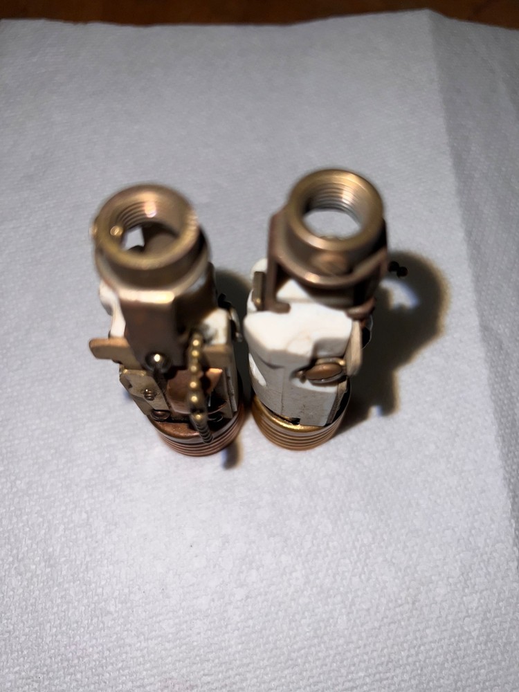 1920’s Antique Porcelain Pull Chain Candlestick Socket Arrow (Pair)