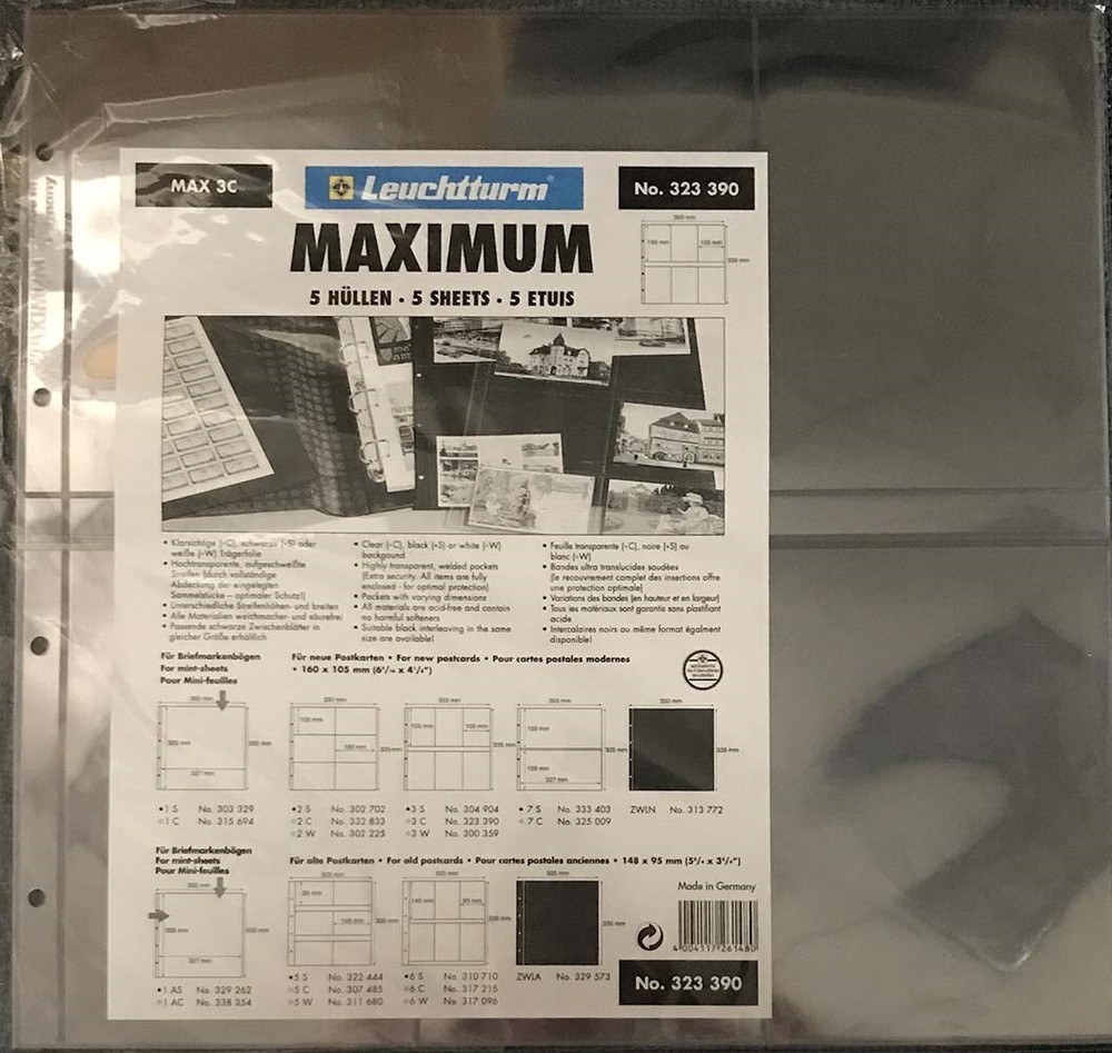 Lighthouse Maximum 6 Pockets Postcard Pages Modern Vertical 5 Clear Sheets New